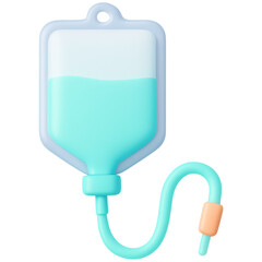 set of medical equipment featuring IV bag with tube and connector in minimalist style