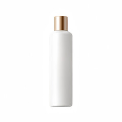 A sleek, minimalist white bottle with a gold cap, designed for skincare or beauty products.