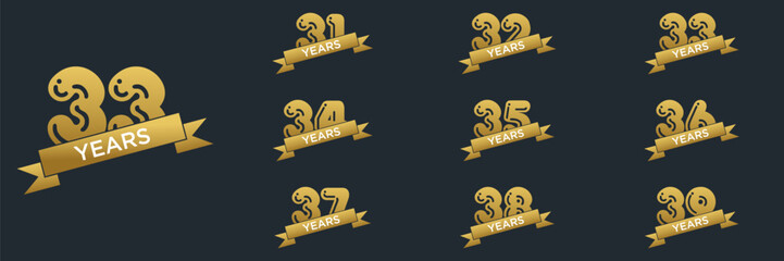 31 to 39 Years Anniversary celebration illustration template design	