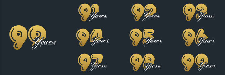 91 to 99 Years Anniversary celebration illustration template design