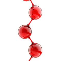 Red spheres connected isolated on PNG transparent background, cut out