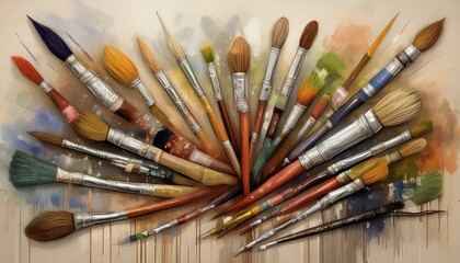 colorful creative brushes of different sizes background, design idea concept graphic resource