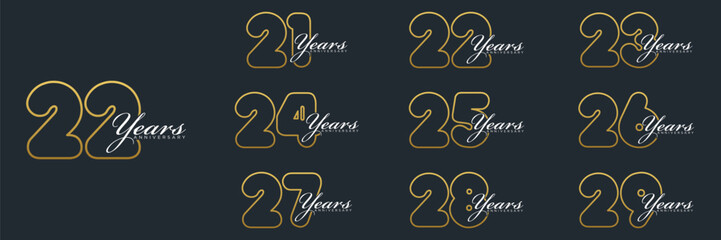 21 to 29 Years Anniversary celebration illustration template design	