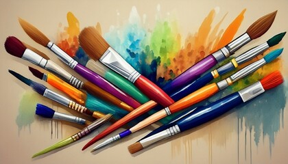 Fototapeta premium colorful creative brushes of different sizes background, design idea concept graphic resource