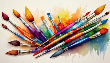 Fototapeta premium colorful creative brushes of different sizes background, design idea concept graphic resource