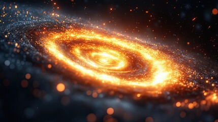 Fiery spiral galaxy ablaze with incandescent cosmic dust.