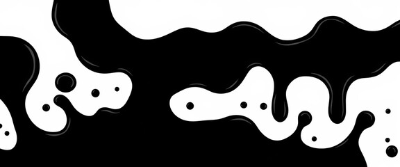 Abstract vector illustration of black oil drips, resembling a current or paint flow Silhouette style, isolated on white, illustration, shiny