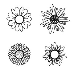 Abstract flowers, top view. Spring flora. Flat illustration on white background