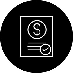 Paycheck Vector Line Black Circle Icon Design
