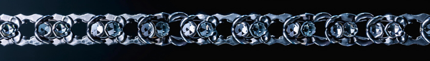 A row of diamonds are shown in a close up