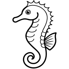 Fototapeta premium Stylized Seahorse Vector Line Drawing