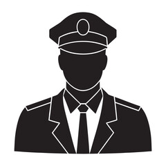  Black Silhouette Police Officer Icon, Police Officer icon symbol vector illustration isolated on white background