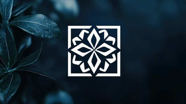 Abstract floral square design on dark background