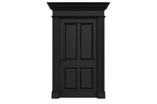 Ornate Dark Door Frame isolated on PNG transparent background, cut out