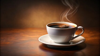 A steaming cup of coffee showcasing rich aroma