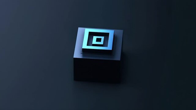 Dark blue square box with embossed geometric design