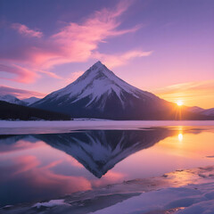 mount fuji at sunset