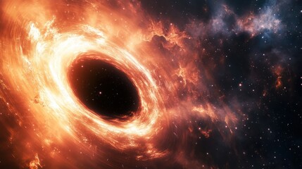 Cosmic Abyss: A celestial vortex swirling in the fiery embrace of the nebula