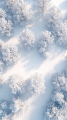 A clean, pristine top-down view of a smooth white snow surface with no footprints ,Generative AI