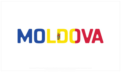 Moldova flag Typography on a white background, Vector design of Moldova flag typography, Flag of Moldova, National Day Design, Moldova Day design