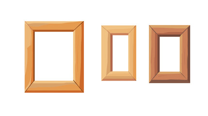 Three Wooden Frames in Various Sizes on White Background