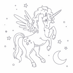 Hand drawn unicorn  outline illustration