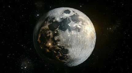 Moon in space, cosmic view