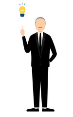 Simple illustration of a senior man in mourning inspiring ideas