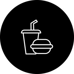 Fast Food Vector Line Black Circle Icon Design