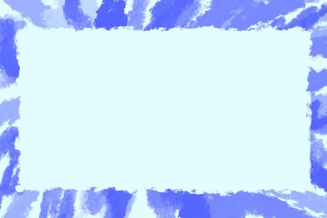 青のブラシストロークで縁取られた白いフレーム背景 | White Frame Background with Blue Brush Strokes