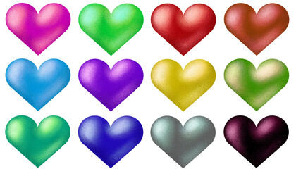 キラキラメタルのハート-カラフル