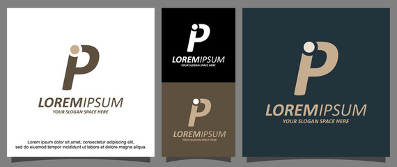Modern letter i and P logo template