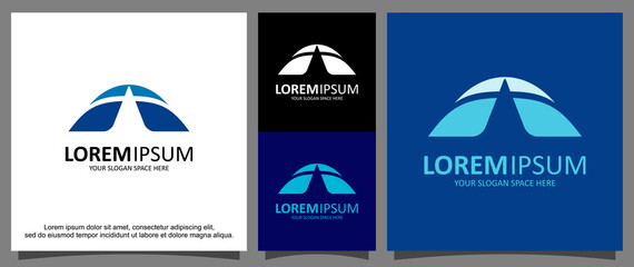 Modern letter A and air plane logo template
