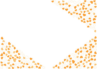 ハート柄の背景 橙系の3色 フチと単色 ハート