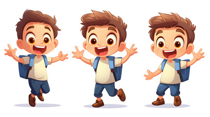Fototapeta premium Cheerful cartoon character child achieving high grade in exam feeling elated and proud