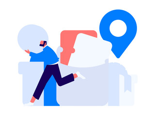 Holiday shopping people doing e-commerce online shopping flat vector concept operation hand drawn illustration
