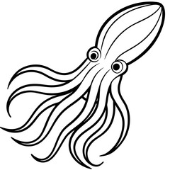 Stylized Squid Line Drawing