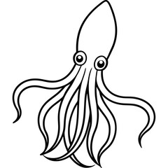 Stylized Squid Line Drawing