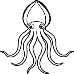 Stylized Squid Line Drawing