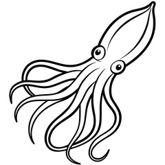 Stylized Squid Line Drawing