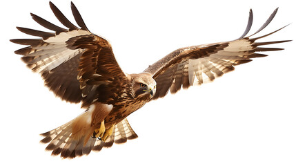 Fototapeta premium Professional image showing an isolated male Marsh harrier Circus aeruginosus in white background