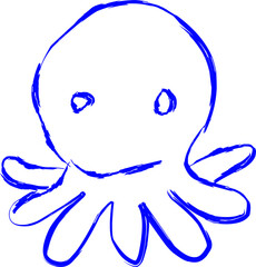 octopus icon in doodle style. blue line scribble icon