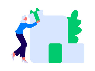 Holiday shopping people doing e-commerce online shopping flat vector concept operation hand drawn illustration
