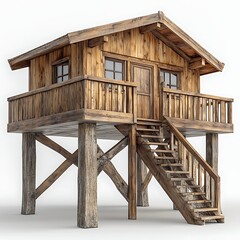 Clean architecture wooden coastal shack style high resolution photo