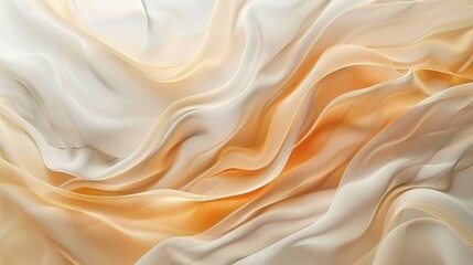 Fototapeta premium Flowing White and Gold Fabric Texture Background - Luxurious Abstract Design with Smooth Curves and Subtle Light Effects