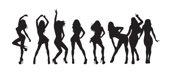 Silhouette of Sexy Girl vector icon set illustration isolated on white background.