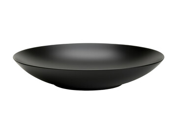 Minimalist black bowl isolated on PNG transparent background, cut out