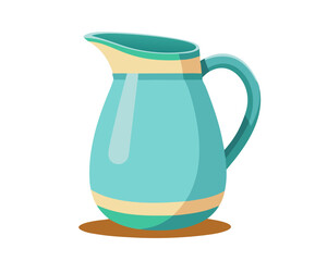 a teal-colored pitcher with a spout and handle no background vector file.