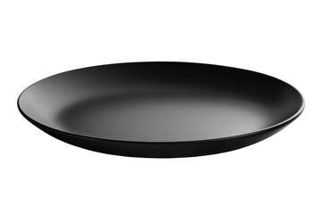 Dark ceramic plate isolated on PNG transparent background, cut out