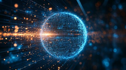 Digital sphere representation of global interconnectedness.